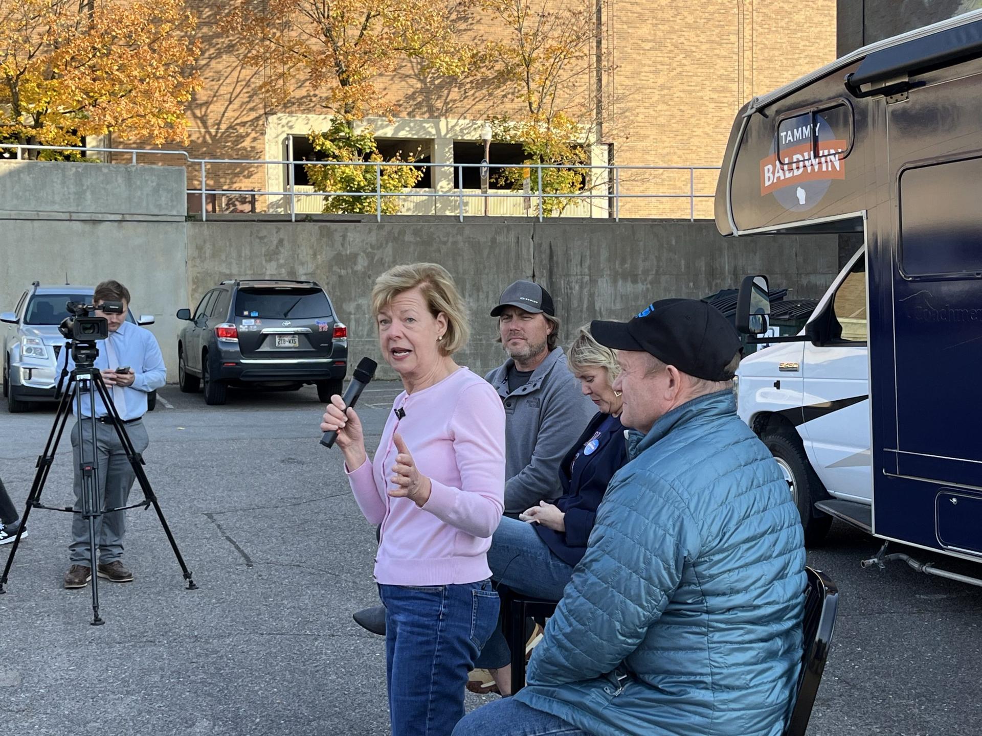 Senator Tammy Baldwin continues statewide Bus Tour in Wausau with Delaware Senator Chris Coons.